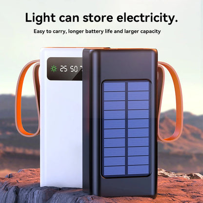 Xiaomi 100000mAh Solar Panel Power Bank Fast charging Comes with Four Wire External Battery Pack with Flashlight For Outdoors ﻿