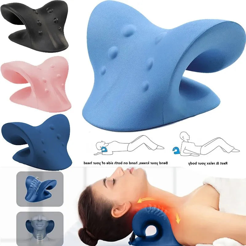 Neck Shoulder Stretcher Relaxer Cervical Chiropractic Traction Device, Massage Pillow for Pain Relief, Cervical Spine Alignment