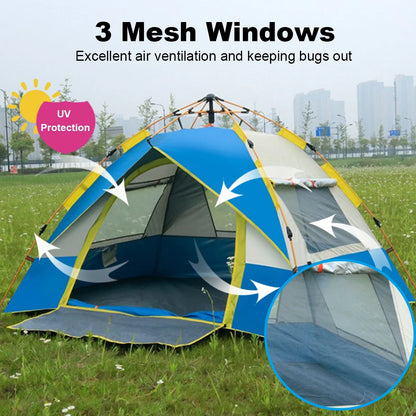2-3 / 3-4 Person Tent Pop Up Tent Water-resistant Portable Instant Automatic Camping Tent for Outdoor Camping Hiking Backpacking