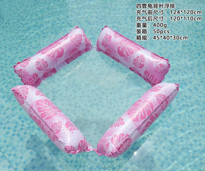 Swimming Pool Floating Lounge, Mesh Fabric Backrest, Striped Design, Summer Beach Floats