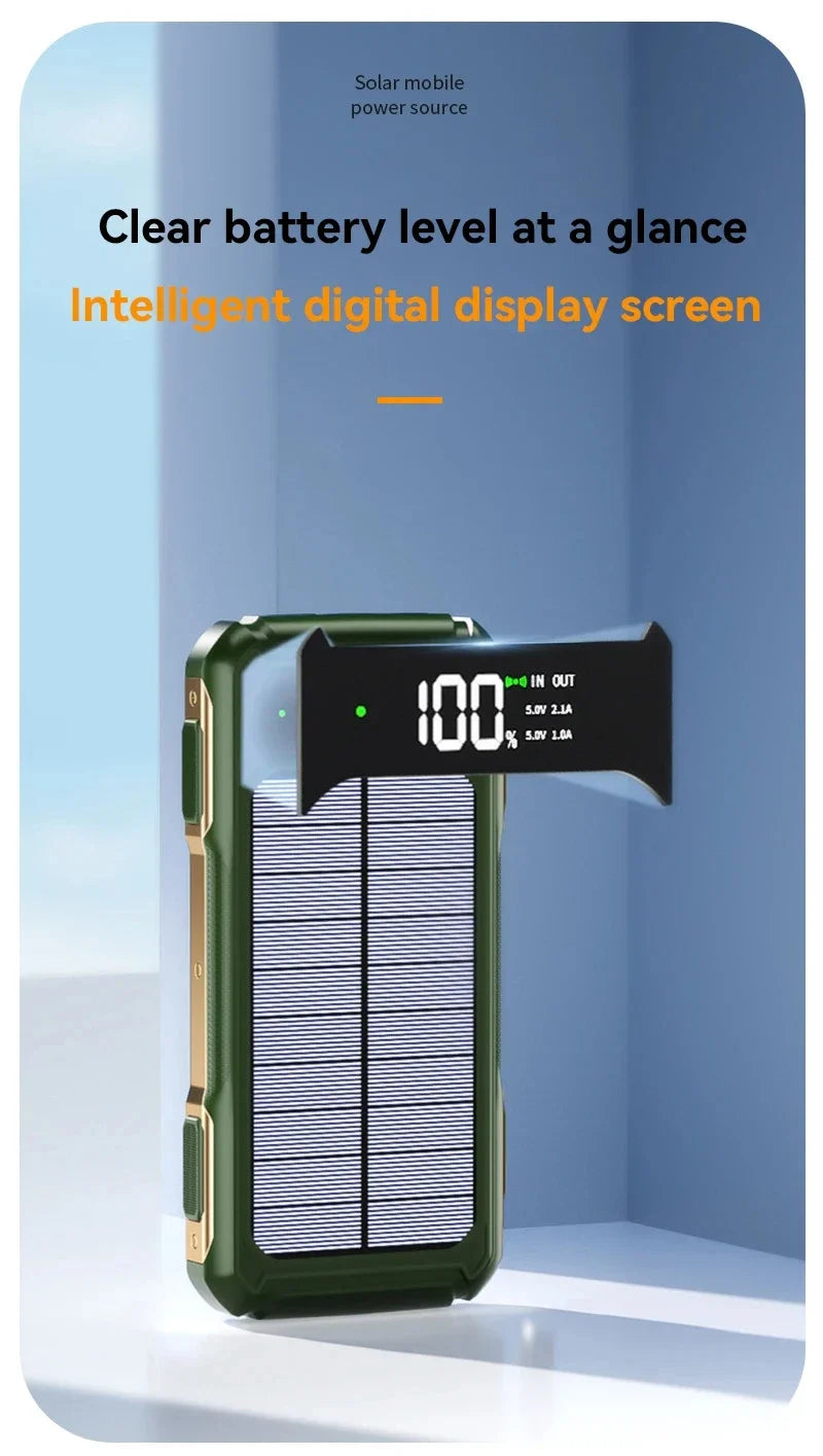 Xiaomi 200000mAh Large Capacity Solar Power Bank 4 in 1 Built in Cable Fastcharge Mobile Power Battery LED Light iPhone Samsung