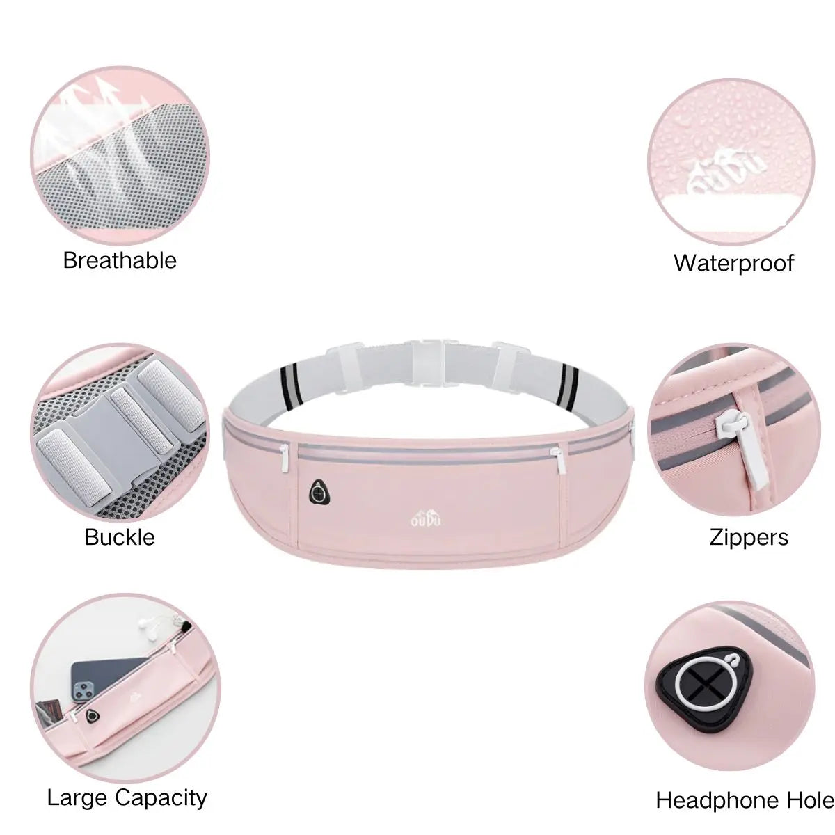 Sports Large Capacity Waterproof Waist Bag, for Running & Fitness
