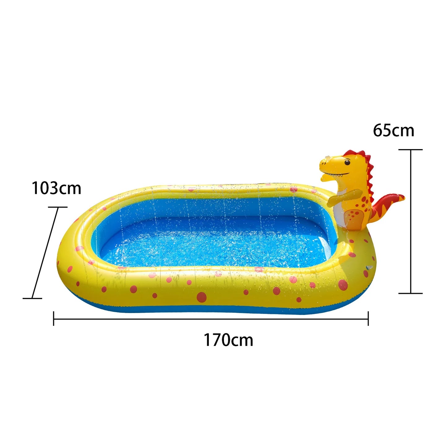 1.7m Inflatable Swimming Pool, Dinosaur Shape, PVC  Material, Outdoor Bath Lawn, Water Toy Inflatable Fountain