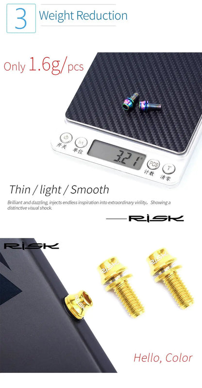 M5x12mm Titanium Alloy Bike Bottle Holder Screw Bicycle Water Bottle Cage Bolts Mountain Road Bike Accessories