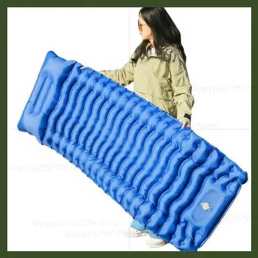 Outdoor camping mattress with built-in pump Ultralight thickened sleeping pad inflatable pillow for hiking picnic trips