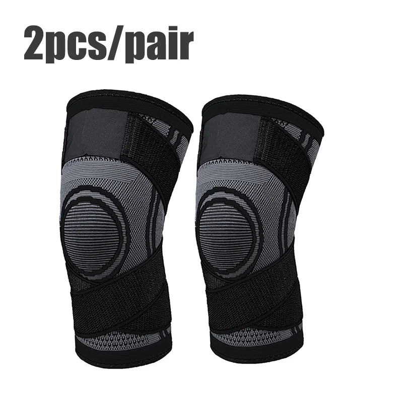 Knee Compression Sleeve with Adjustable Straps for Running / Working Out / Hiking / Sports