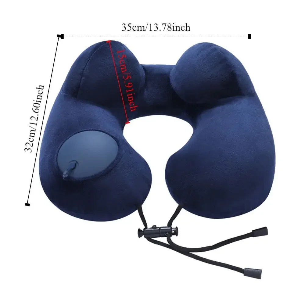 U-Shaped Comfortable Self-inflating Air Pillow Neck Support Inflatable Airplane Travel Neck Pillow Inflatable Sleeping Pillow