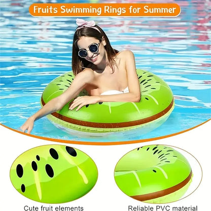 90 cm Inflatable Swimming Ring, Fruit Patterned, with Anti Leakage Valve, Thick PVC Material