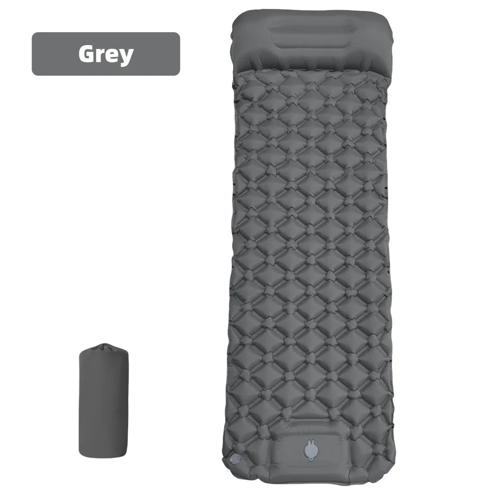 Outdoor inflatable mattress for camping, foot-activated moisture-proof sleeping pad, portable vehicle-mounted inflatable pad