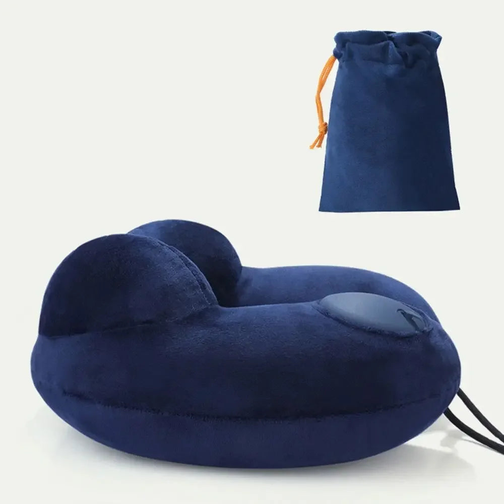 U-Shaped Comfortable Self-inflating Air Pillow Neck Support Inflatable Airplane Travel Neck Pillow Inflatable Sleeping Pillow