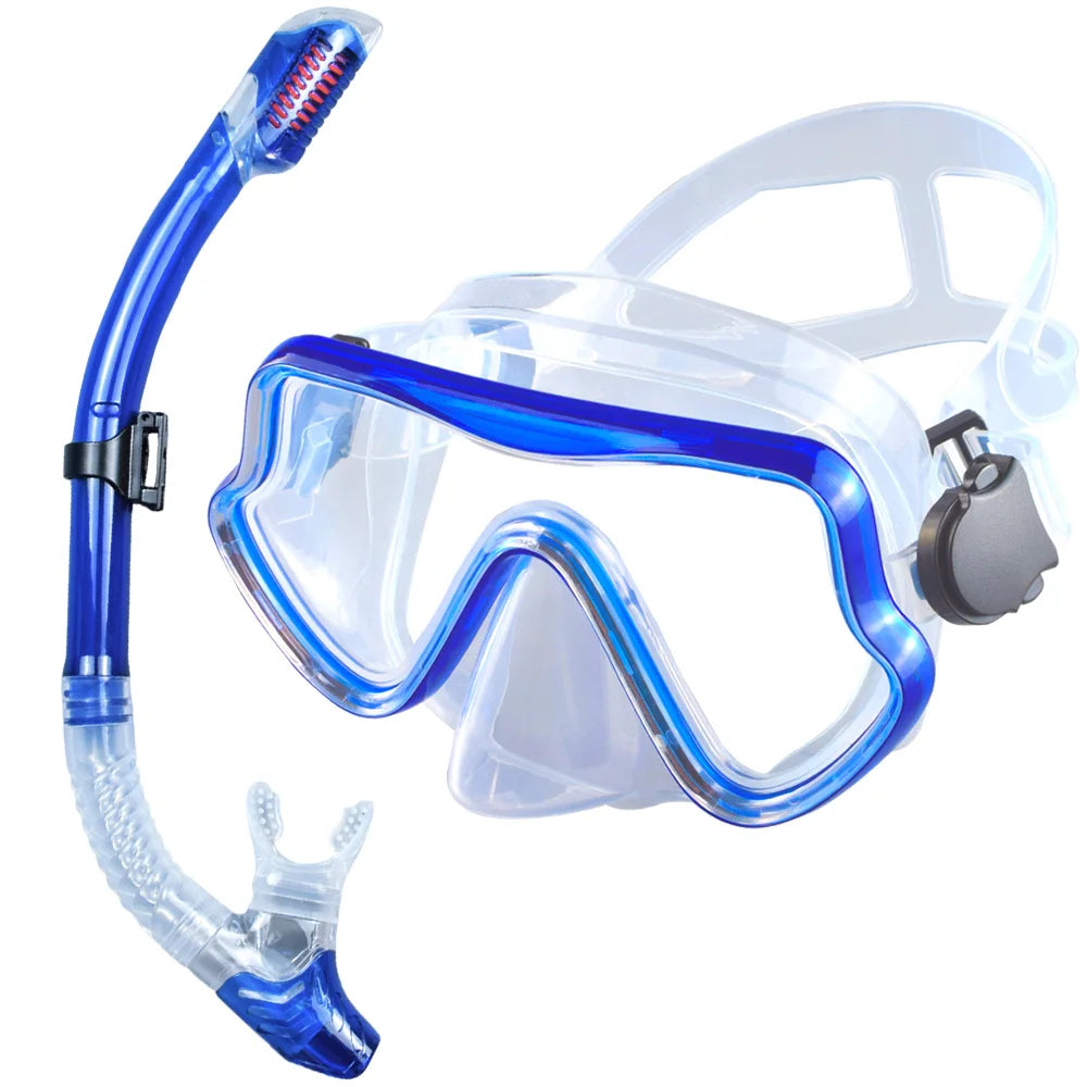 Scuba Diving Mask, Snorkel Set For Adults, Tempered Glass Professional Panoramic Snorkeling Gear, Swimming & Snorkeling Training Set
