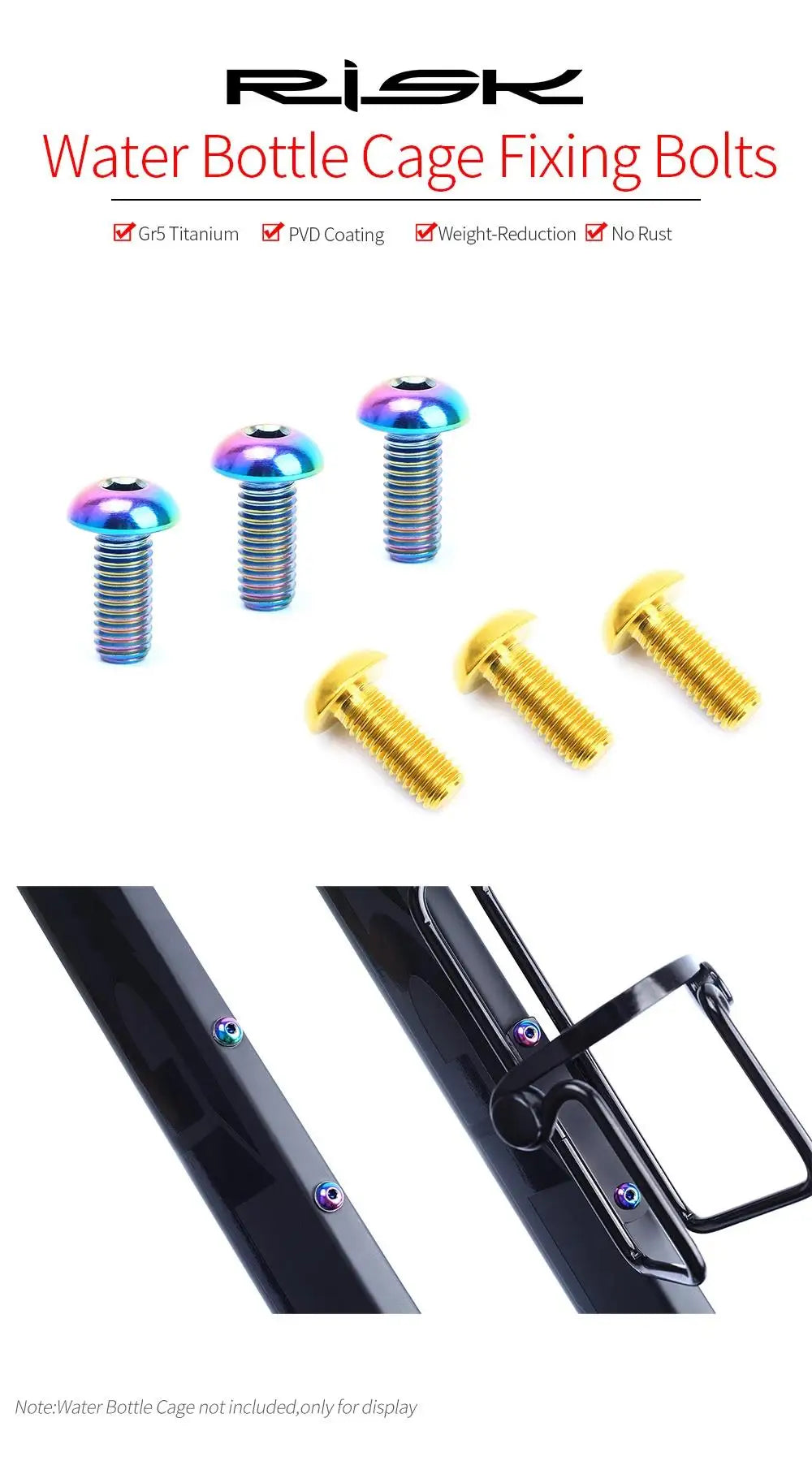 M5x12mm Titanium Alloy Bike Bottle Holder Screw Bicycle Water Bottle Cage Bolts Mountain Road Bike Accessories