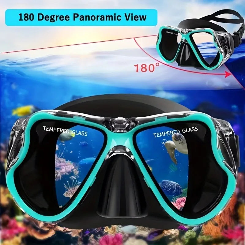 Professional Diving Scuba Mask Anti Fogging Dry Snorkeling Scuba Dive Glasses Seal Diving Tempered Glass Mask Goggles Men Women