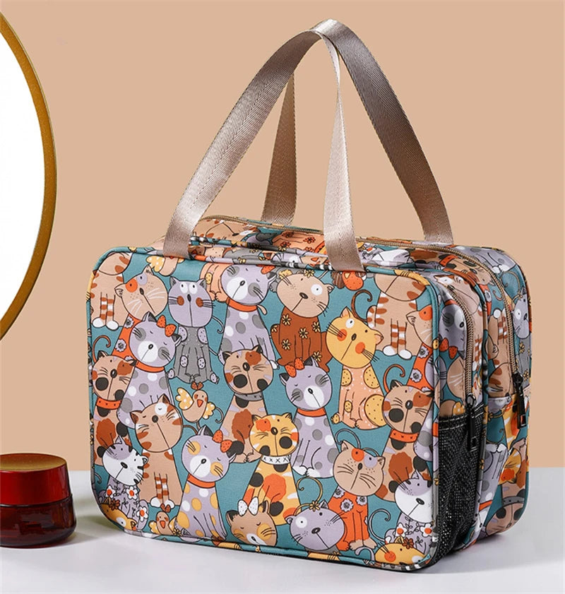 Wet-Dry Separation Cosmetic Bag Large Capacity Cartoon Makeup Case Portable Toiletry Kit Storage Bath Bag Travel Essentials