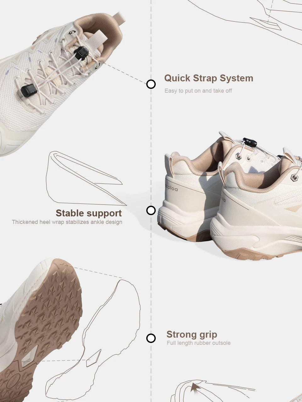 Baasploa Women Hiking Shoes Fashion Comfort Rubber Sole Non-Slip Wear-Resistant Sport Shoes Female Breathable Outdoor Sneakers