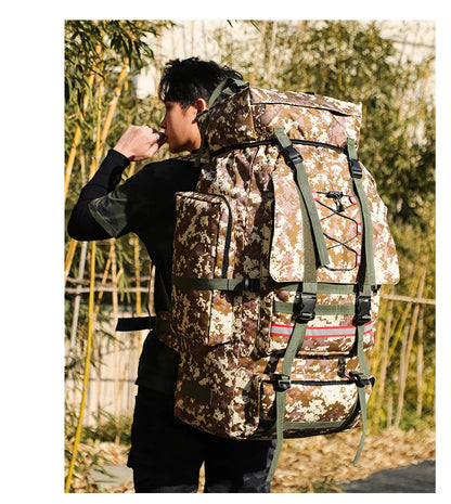 130L Hiking Camping Backpack Travel Large Luggage Bag Men Trekking Outdoor Sports Pack Molle Trekking Rucksack For Men Big Bag
