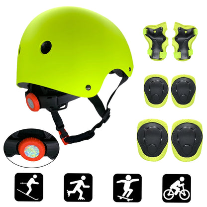 Kids 7 in 1, Helmet and Pads Set, Adjustable, Knee Pads Elbow Pads Wrist Guards for Scooter, Skateboard, Roller Skating, Cycling