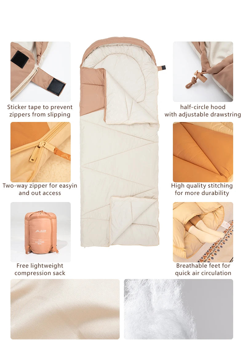 BISINNA Camping Sleeping Bag Ultralight 4 Season Warm Envelope Backpacking Cotton Sleeping Bag for Outdoor Traveling Hiking