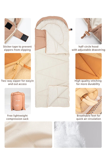 BISINNA Camping Sleeping Bag Ultralight 4 Season Warm Envelope Backpacking Cotton Sleeping Bag for Outdoor Traveling Hiking