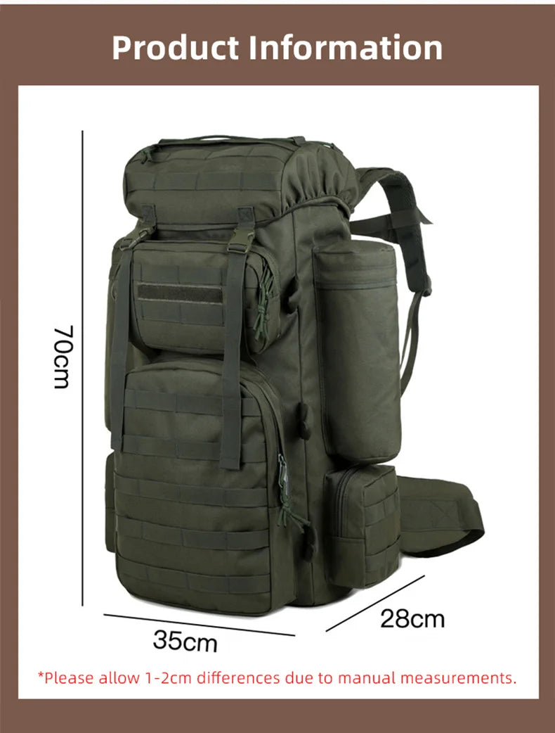 Large Climbing Backpack Camping Mountaineering Bag Men Travel Hiking Multifunction Tactical Shoulder Molle Luggage Backpacks