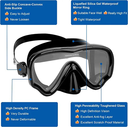 Professional Snorkel Diving Mask, Diving Goggles & Tube Snorkeling Set for Children