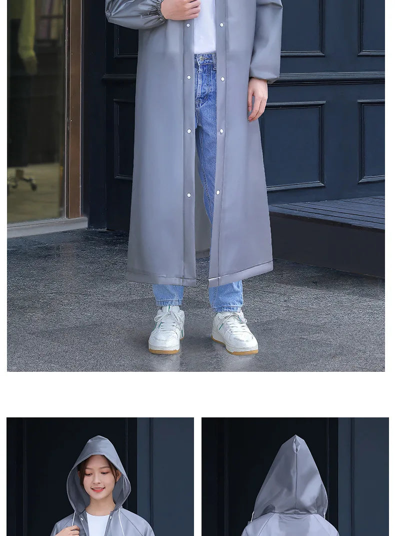 Adult Long Raincoats EVA Impermeable Waterproof Rain Coat Men Women Travel Hooded Beam Port Rain Poncho For Fishing Camping