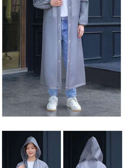 Adult Long Raincoats EVA Impermeable Waterproof Rain Coat Men Women Travel Hooded Beam Port Rain Poncho For Fishing Camping