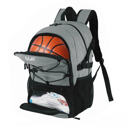 Sport Backpack, with Separate Ball Holder & Shoes Compartment, Best for Basketball, Soccer, Volleyball
