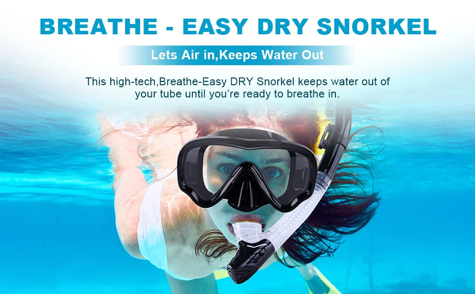 Professional Snorkel Diving Mask, Diving Goggles & Tube Snorkeling Set for Children