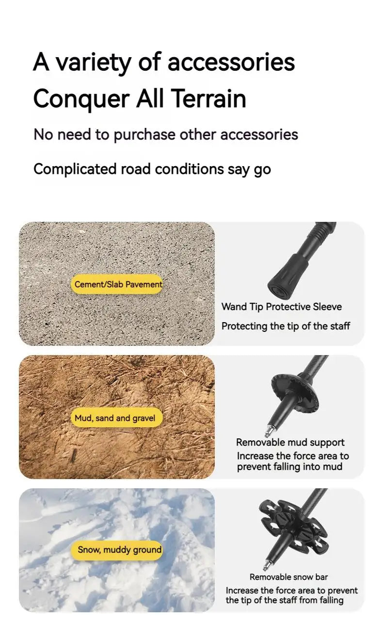 Naturehike 3-Section Trekking Pole 3K Carbon Fiber Ultralight Adjustable EVA Walking Stick Outdoor Hiking Telescopic Pole EXT1