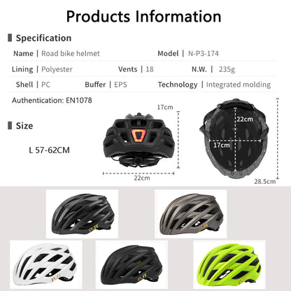 LED Light Helmet Road Mountain Bike, Helmet Ultra Light, Rechargeable