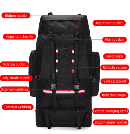 130L Hiking Camping Backpack Travel Large Luggage Bag Men Trekking Outdoor Sports Pack Molle Trekking Rucksack For Men Big Bag