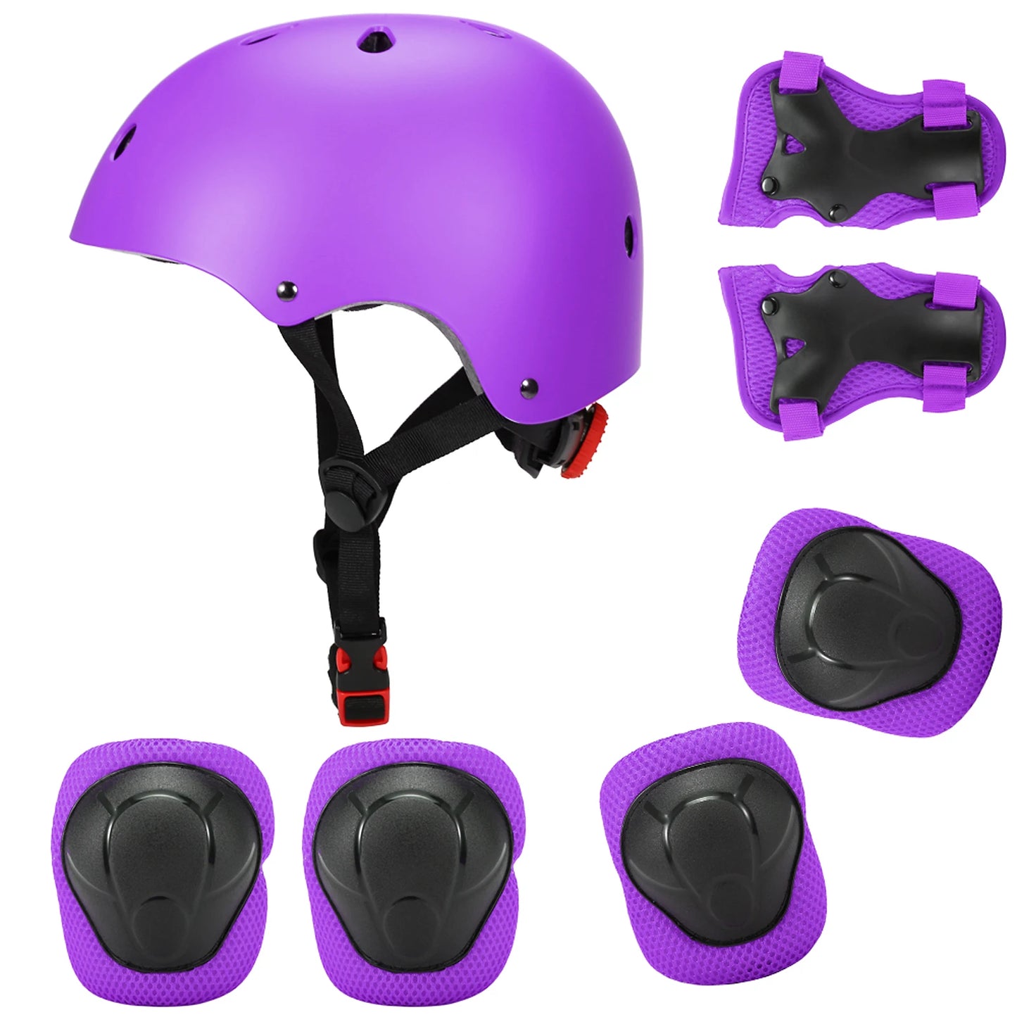 Kids 7 in 1, Helmet and Pads Set, Adjustable, Knee Pads Elbow Pads Wrist Guards for Scooter, Skateboard, Roller Skating, Cycling