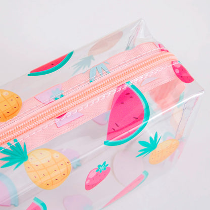 Summer Cute Waterproof Clear printing Cosmetics Bag PVC Zippered Toiletry Carry Pouch  for  Beach Swimming Travel