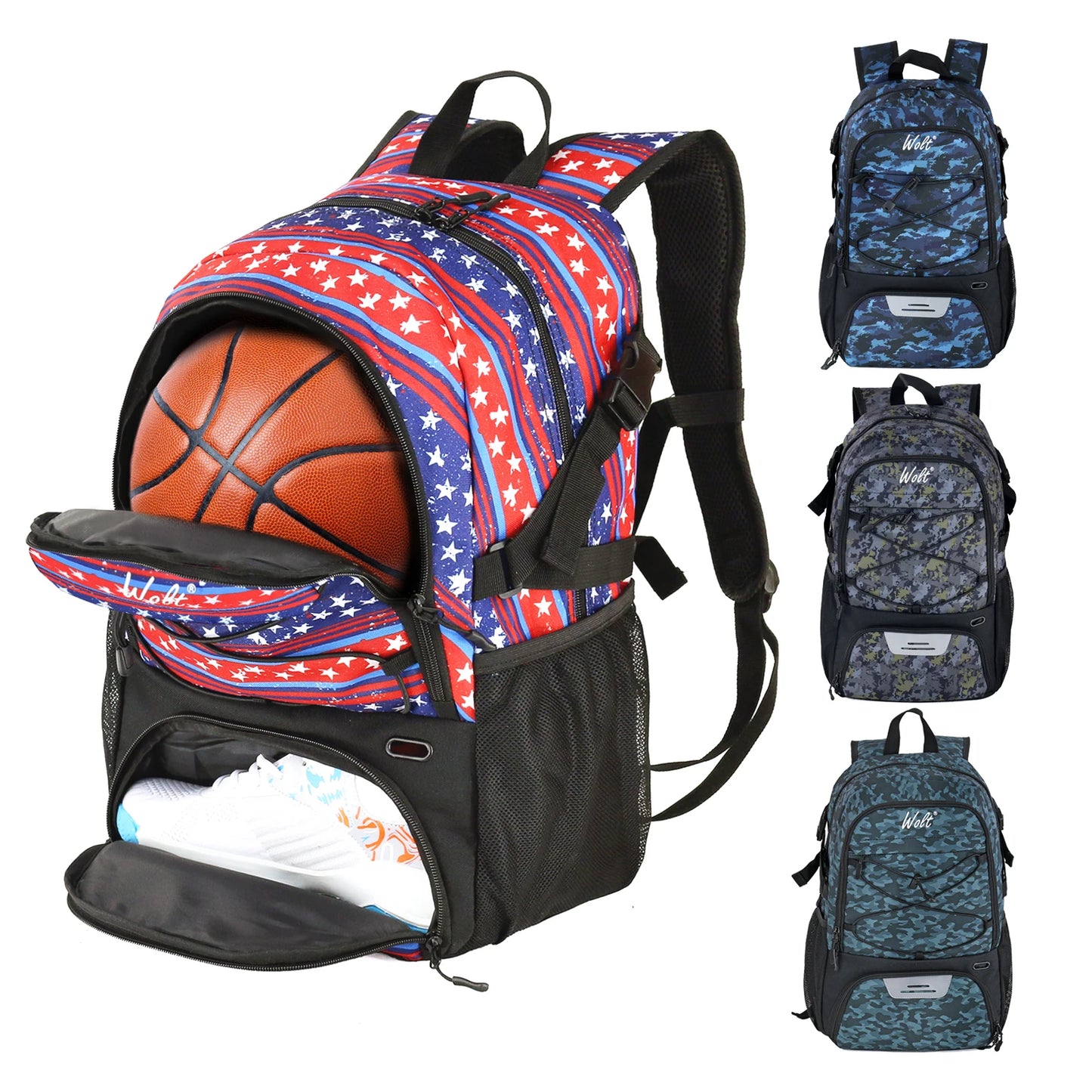Sport Backpack, with Separate Ball Holder & Shoes Compartment, Best for Basketball, Soccer, Volleyball