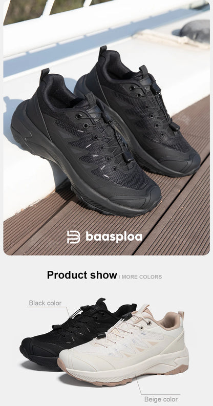 Baasploa Women Hiking Shoes Fashion Comfort Rubber Sole Non-Slip Wear-Resistant Sport Shoes Female Breathable Outdoor Sneakers