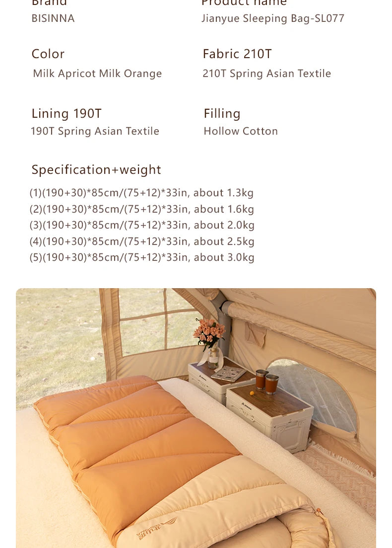 BISINNA Camping Sleeping Bag Ultralight 4 Season Warm Envelope Backpacking Cotton Sleeping Bag for Outdoor Traveling Hiking