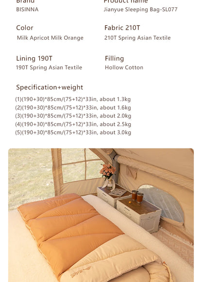 BISINNA Camping Sleeping Bag Ultralight 4 Season Warm Envelope Backpacking Cotton Sleeping Bag for Outdoor Traveling Hiking
