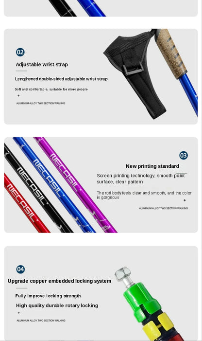 2PCS Trekking Poles, Telescopic Aluminum Alloy Walking Sticks, for Hiking