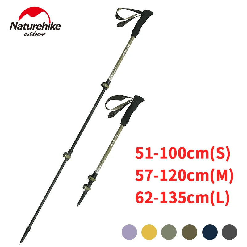 Naturehike 3-Section Trekking Pole 3K Carbon Fiber Ultralight Adjustable EVA Walking Stick Outdoor Hiking Telescopic Pole EXT1