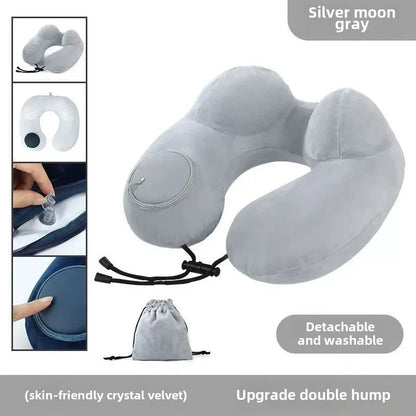 U-Shaped Comfortable Self-inflating Air Pillow Neck Support Inflatable Airplane Travel Neck Pillow Inflatable Sleeping Pillow