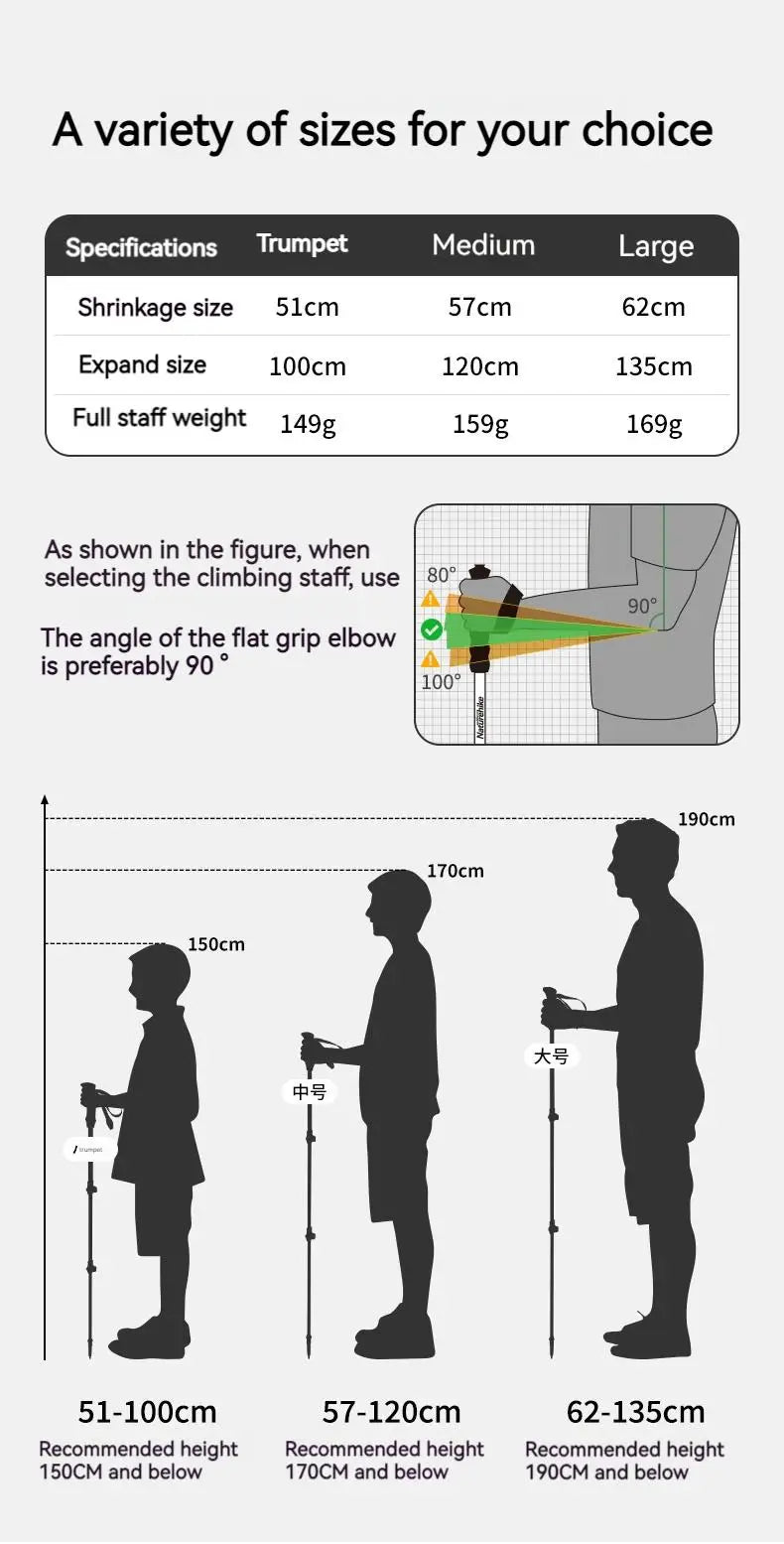 Naturehike 3-Section Trekking Pole 3K Carbon Fiber Ultralight Adjustable EVA Walking Stick Outdoor Hiking Telescopic Pole EXT1