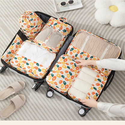 7PCS Travel Packing Cube Printed Cartoon Travel Storage Bag Clothes Shoes Toiletries Sorting Storage Bag for Luggage Suitcase