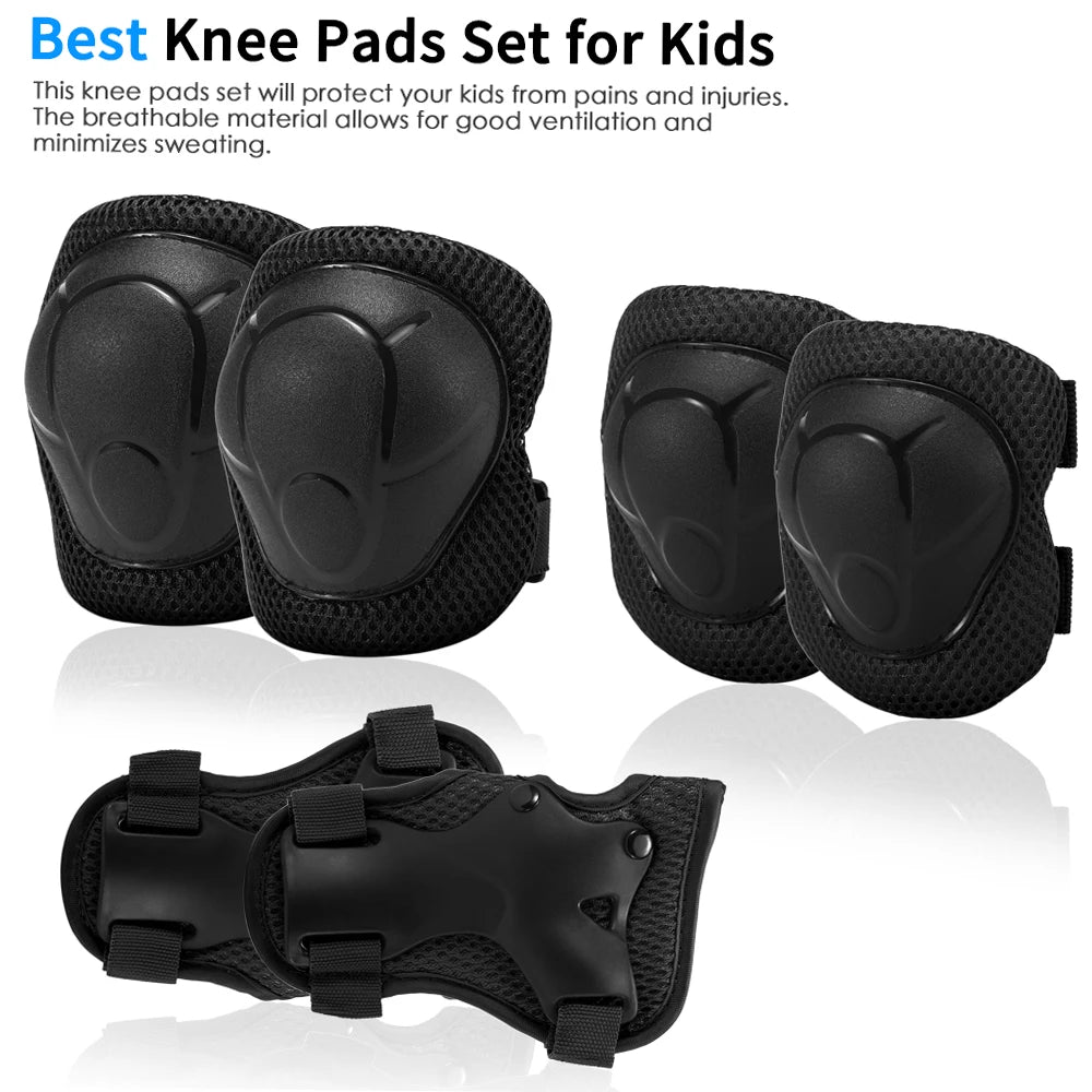 Kids 7 in 1, Helmet and Pads Set, Adjustable, Knee Pads Elbow Pads Wrist Guards for Scooter, Skateboard, Roller Skating, Cycling