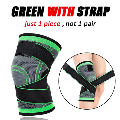 Knee Compression Sleeve with Adjustable Straps for Running / Working Out / Hiking / Sports