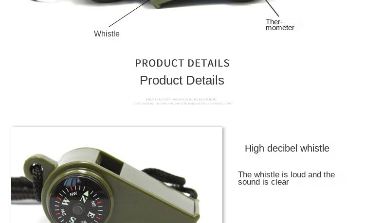 ABS Emergency Survival Whistle with Thermometer and Compass, 3 in 1, High Decibel, Portable, Outdoor