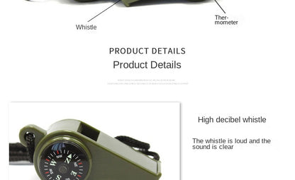 ABS Emergency Survival Whistle with Thermometer and Compass, 3 in 1, High Decibel, Portable, Outdoor