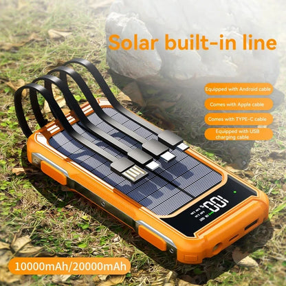Xiaomi 200000mAh Large Capacity Solar Power Bank 4 in 1 Built in Cable Fastcharge Mobile Power Battery LED Light iPhone Samsung