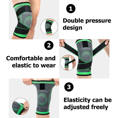 Knee Compression Sleeve with Adjustable Straps for Running / Working Out / Hiking / Sports