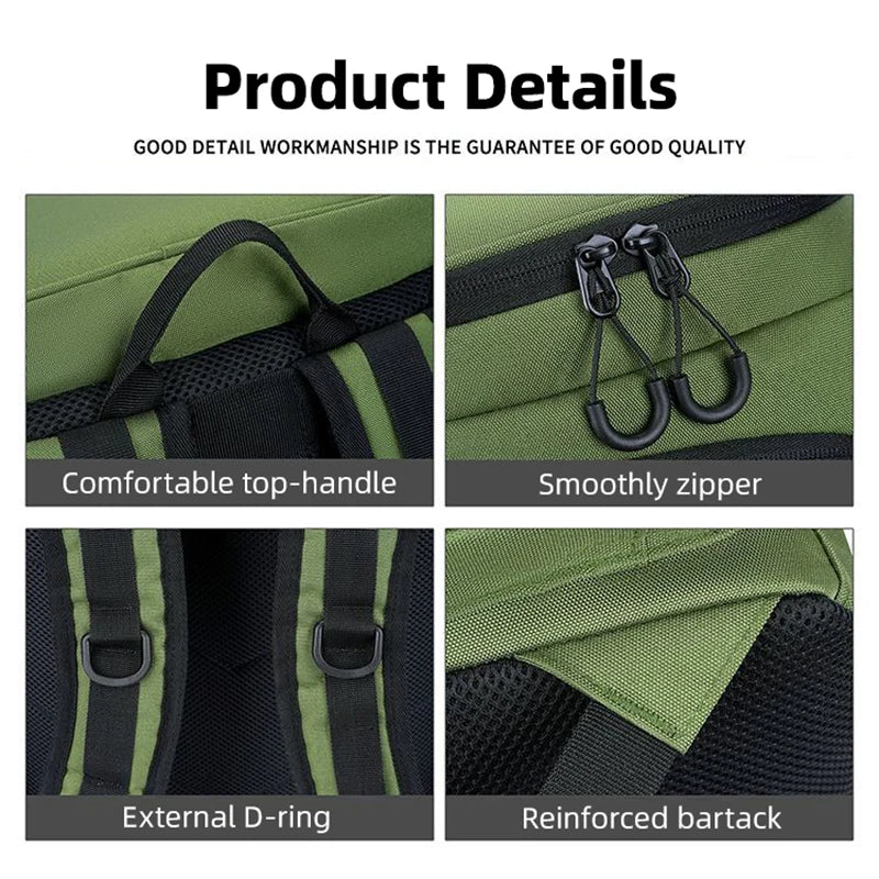 50L Fishing Bag with Rod Holders Chest Bag Fish Tackle Lure Organizer Storage Backpack Outdoor Camping Hiking Large Bagpack